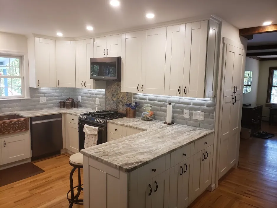 Ridgefield kitchen after remodel with granite island